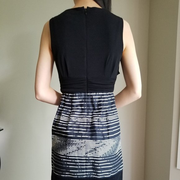 Black White Stripe Dress Wedding/ Cocktail/ Formal - Picture 3 of 4